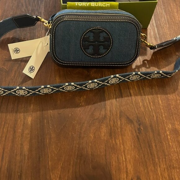 Brand New Tory Burch Mini Miller Denim Crossbody Bag - Picture 2 of 4